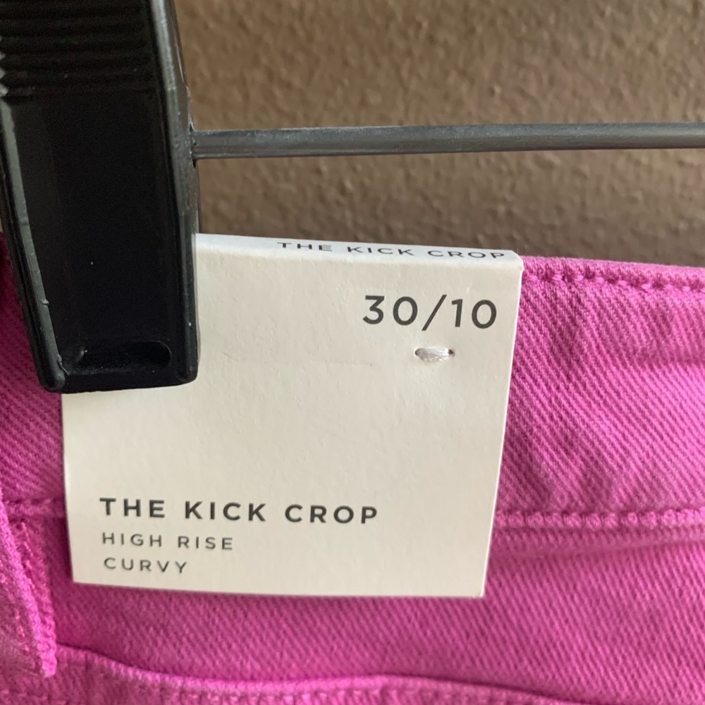 LOFT The Kick Crop High Rise Curvy Jeans - Bright Pink